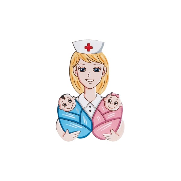 "Значок ""Акушерка с детками"", брюнетка" AW_M23(br) - фото 428936