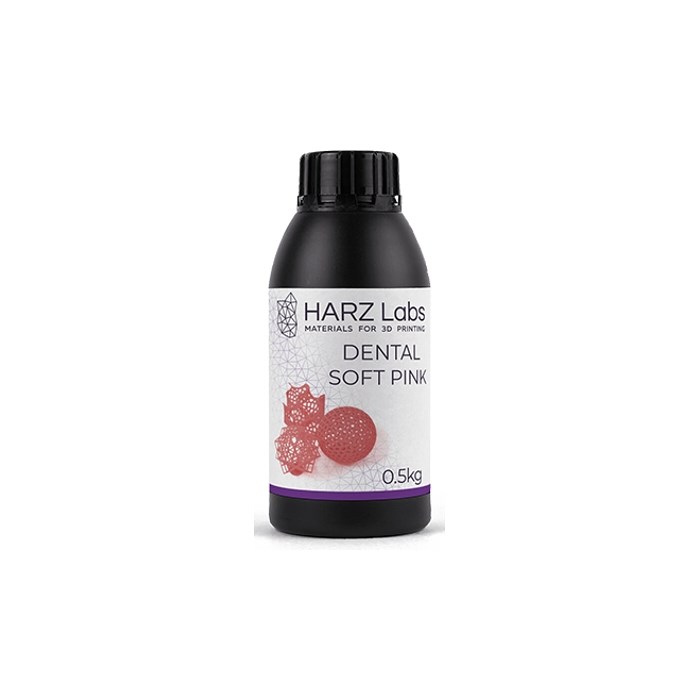 HARZ Labs Dental Soft Pink - фотополимерная смола для изготовления десневых масок, цвет розовый, 0.5 кг 727 - фото 432507