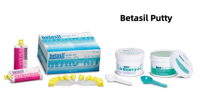 Слепочная масса А-силиконовая Betasil Putty A70 НАБОР 2 х 300 мл база, 2 х 50 мл корригирующий слой, насадки 88689 - фото 434440