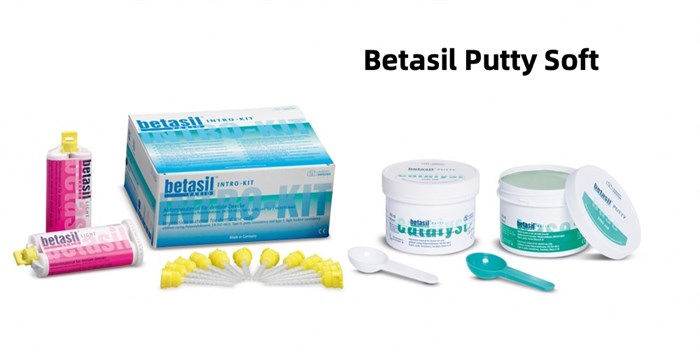 Слепочная масса А-силиконовая Betasil Putty Soft A60 НАБОР (2 х 300 мл база, 2 х 50 корригирующий слой, насадки) 88691 - фото 434441
