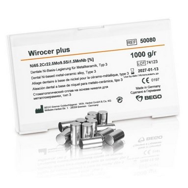 Сплав Wirocer Plus NiCr для керамики, Ni (65.2%), Cr (22,5%), Mo (9,5%) 1кг. BEGO 1231919762 - фото 437862