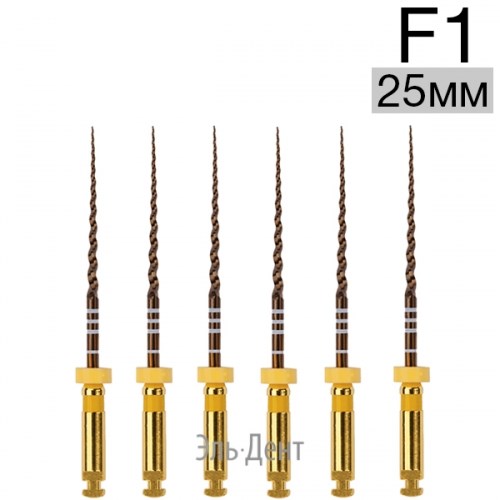 Ultratapers Gold F1, 25мм, стерильные машинные файлы, никель-титан, 6 шт., Eurofile 1231919256 - фото 439180