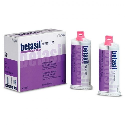 Betasil vario medium-корригирующий слой (2х50мл, 12 насадок), А-силиконовая слепочная масса, Mueller-Omicron 1231917581 - фото 439530