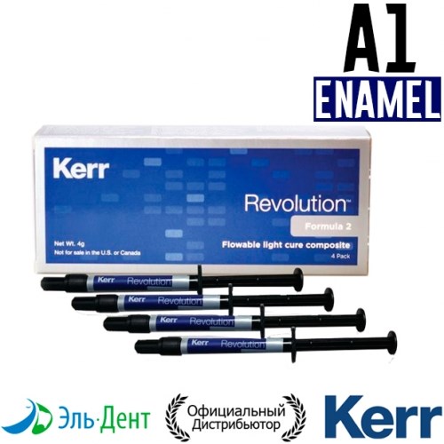 Revolution Formula 2, Эмаль A1 (4 шприца по 1гр + 20 насадок), жидкий композитный материал, 29493, Kerr 00000000896 - фото 446405