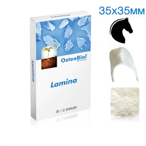 OsteoBiol Soft Cortical Lamina (конский) 35x35х0.9мм. Мембрана кортикальная средняя изогнутая LS10HE 1231914391 - фото 447146