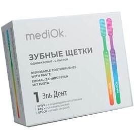 Щетка зубная одноразовая mediOK 1шт. с нанесенной зубной пастой, «Мята». MediOk 1231919347 - фото 447975