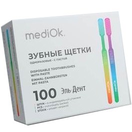 Щетки зубные одноразовые mediOK 100шт. с нанесенной зубной пастой, «Мята». MediOk 1231919346 - фото 448987