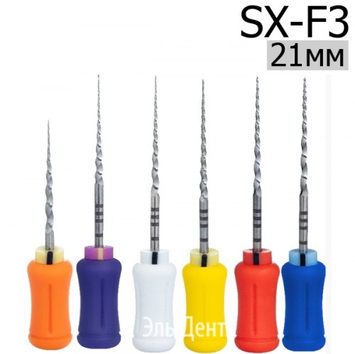 Ultratapers Hand 21мм, в наборе: SX-F3 (SX, S1, S2, F1, F2, F3), ручные файлы, никель-титан, (6шт.) Eurofile 1231919332 - фото 449881