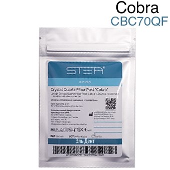 Штифты стекловолоконные, кварцевые Crystal Quartz Fiber Post "Cobra" конические, с широкой экстракорональной частью, 1,2-0,7-16мм. (10шт.), с разверткой (дрилью) CBC70QF. STEA 1231917999 - фото 450427