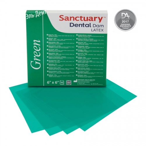 Коффердам Latex Dental Dams, зеленого цвета с ароматом  мяты, средний, размеры 152мм. х 152мм., 36шт (упак.), SANCTUARY 1231910997 - фото 451018