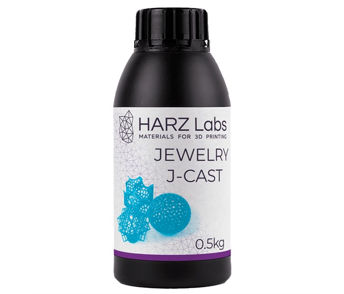 HARZ Labs Jewelry J-Cast - фотополимерная смола для печати ювелирных моделей, цвет голубой, 0.5 кг 032804 - фото 499392