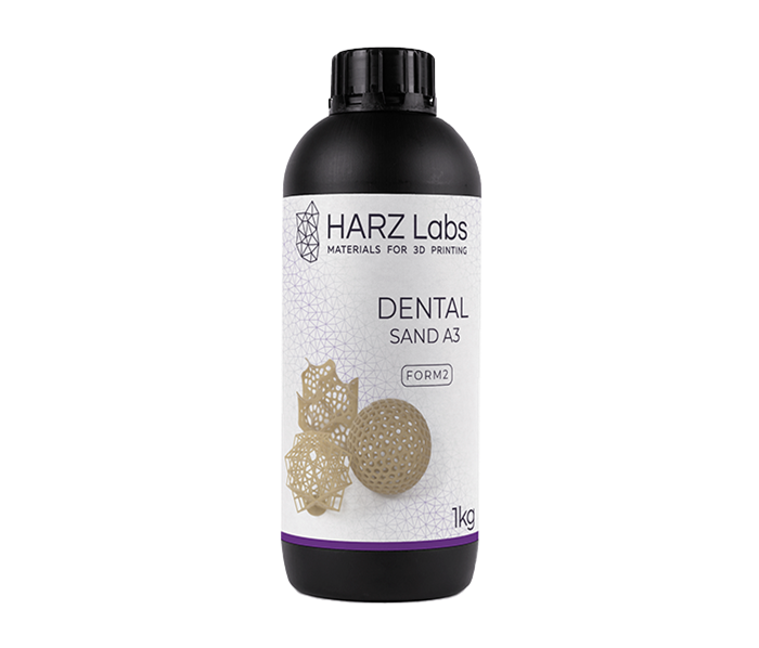 HARZ Labs Form2 Dental Sand A3 - фотополимерная смола для стоматологии, цвет бежевый, 1 кг 032795 - фото 499415