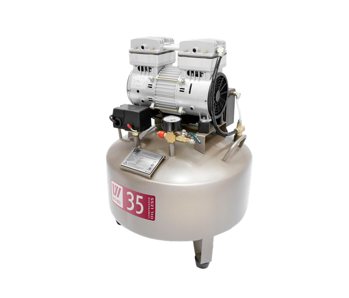 WuerWei W-602 - безмасляный компрессор для одной стоматологической установки с ресивером 35 л (85 л/мин) 09080160 / W-602 - фото 500234
