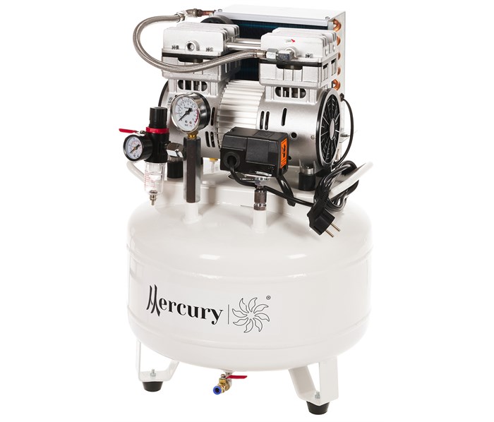 Mercury HK-2EW-35 - безмасляный компрессор для 1-2 стоматологических установок, с ресивером 35 л (100 л/мин), с осушителем 033651 - фото 500281