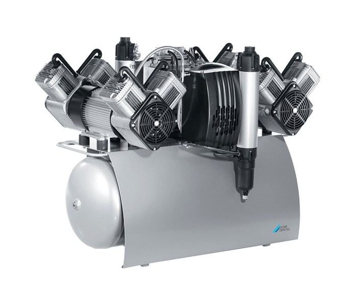 Durr Dental Quattro Tandem - безмасляный компрессор с 2 агрегатами для 8 установок, с 2 осушителями, с ресивером 90 л, 540 л/мин, с электронным блоком контроля 4682-54 - фото 500298