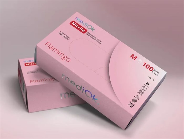 Перчатки нитриловые M (7-8) 100шт, розовые, MediOk УТ-00009012 - фото 523508