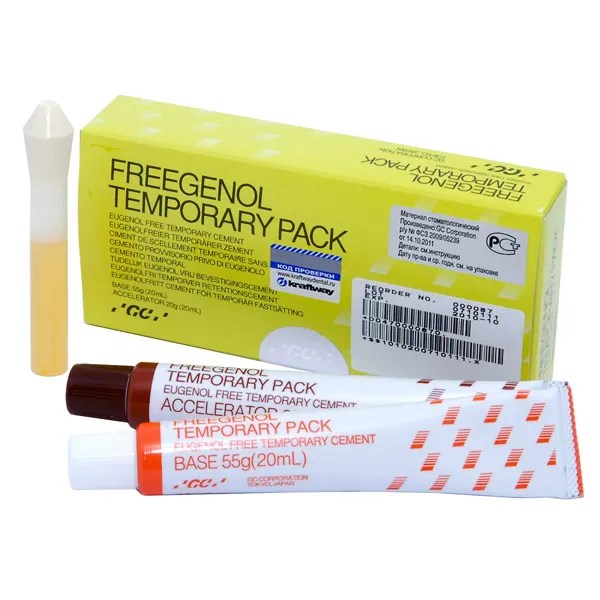 Фригенол (Freegenol Temporary Pack), Цемент для временной фиксации, 55г+20г+2,5мл, 003440, GC 00000000234 - фото 524119