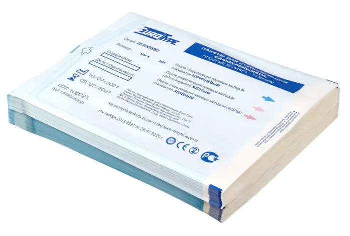 Пакеты для стерилизации самоклеящиеся 135х280мм (200шт), EuroType УТ-00005463 - фото 524249