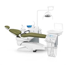 Стоматологическая установка Fengdan BZ638 Plus, боковая нижняя подача, с микромотором и скалером, мягкая обивка (V02 зеленый), комплект 2 стула BZ638plus