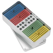 Asa Dental AL2740-2 - подставка для эндоинструментов (180 штук), 204*105*54 мм, алюминий с цветными вставками AL2740-2