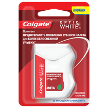 "Зубная нить COLGATE  Optic White Профилактика зубного налета"" , 25  м, 1 шт." FMY13425