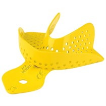 Asa Dental 2814-L1 - ложка слепочная нижняя малая (S) с перфорацией без бортиков, алюминий (желтая) 2814-L1