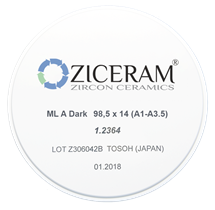 Многослойные заготовки диоксида циркония ZICERAM ML A Dark 98,5 х14 (A1-A35) MLADark98-5х14(A1-A3-5)
