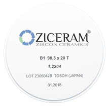 Заготовки диоксида циркония ZICERAM с оттенком В1 98,5 x20T, транслюцентные B198-5x20T