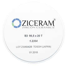 Заготовки диоксида циркония ZICERAM с оттенком В3 98,5 x20T, транслюцентные B398-5x20T