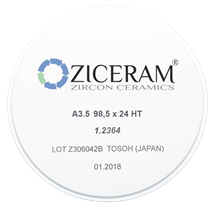 Заготовки диоксида циркония ZICERAM с оттенком A35 98,5 x24HT, супертранслюцентные A3.598-5x24HT