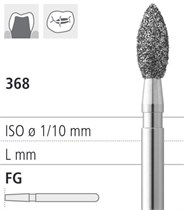Боры стоматологические алмазные FG 368/012, зел., 6шт. ISO код 314257534012, арт: FG254/6 C FG254/6C