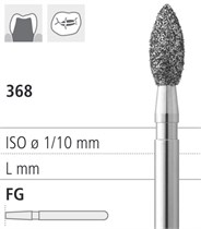 Боры стоматологические алмазные FG 368/012, зел., 1шт. ISO код 314257534012, арт: FG254/1 C FG254/1C