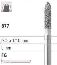 Боры стоматологические алмазные FG 877/010, 6шт. ISO код 314288524010, арт: FG306/6 FG306/6