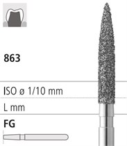 Боры стоматологические алмазные FG 863/019, черный, 6шт. ISO код 314250544019, арт: FG312N/6 CB FG312N/6CB