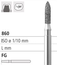 Боры стоматологические алмазные FG 860/012, зеленый, 6шт. ISO код 314247534012., арт: FG205S/6 C FG205S/6C