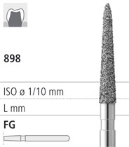Боры стоматологические алмазные FG 898/016, зел., 6шт. ISO код 314586534016, арт: FG102L/6 C FG102L/6C