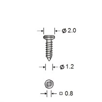 Винт самонарезающий, D (стержня/шляпки)=1.2/2.1 мм, L=14 мм, S=0.8 мм (шлиц-квадрат) 401.07