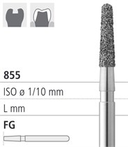 Боры стоматологические алмазные FG 855/022, желтый, 6шт. ISO код 314197504022., арт: FG50D7/6 FG50D7/6