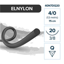 Elemaar ELNYLON 4/0 - шовный материал, 75 см, 3/8, 20 мм, обратно-режущая, 12 шт. 40N7DQ20