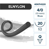 Elemaar ELNYLON 4/0 - шовный материал, 75 см, 1/2, 20 мм, обратно-режущая, 12 шт. 40N7HQ20