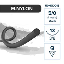 Elemaar ELNYLON 5/0 - шовный материал, 75 см, 3/8, 13 мм, обратно-режущая, 12 шт. 50N7DQ13
