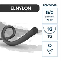 Elemaar ELNYLON 5/0 - шовный материал, 75 см, 1/2, 16 мм, обратно-режущая, 12 шт. 50N7HQ16