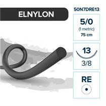 Elemaar ELNYLON 5/0 - шовный материал, 75 см, 3/8, 13 мм, колющая игла с квадратным телом, 12 шт. 50N7DRE13