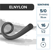 Elemaar ELNYLON 5/0 - шовный материал, 75 см, 1/2, 16 мм, колющая, 12 шт. 50N7HR16
