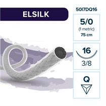 ELSILK S — нерассасывающаяся нить, 3/8, обратно-режущая нить 16 мм, толщина 5/0 (1), 75 см, 12 шт 50I7DQ16