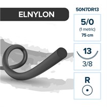 Elemaar ELNYLON 5/0 - шовный материал, 75 см, 3/8, 13 мм, колющая, 12 шт. 50N7DR13