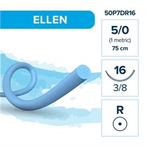 Elemaar ELLEN 5/0 - шовный материал, 75 см, 3/8, 16 мм, колющая, 12 шт. 50P7DR16