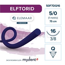 Elemaar ELFTORID 5/0 - шовный материал, 75 см, 3/8, 16 мм, обратно-режущая, 12 шт. 50F7DQ16
