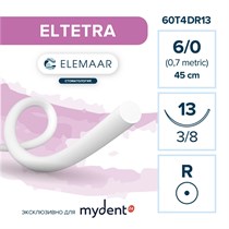 Elemaar ELTETRA 6/0 - шовный материал, 45 см, 3/8, 13 мм, колющая, 12 шт. 60T4DR13