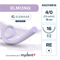Elemaar ELMONQ 4/0 - шовный материал, 75 см, 1/2, 13 мм, колющая игла с квадратным телом, 12 шт. 40Q7HRE16